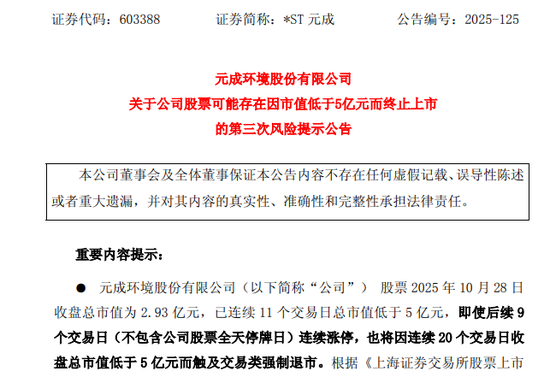 603388，锁定市值退市！